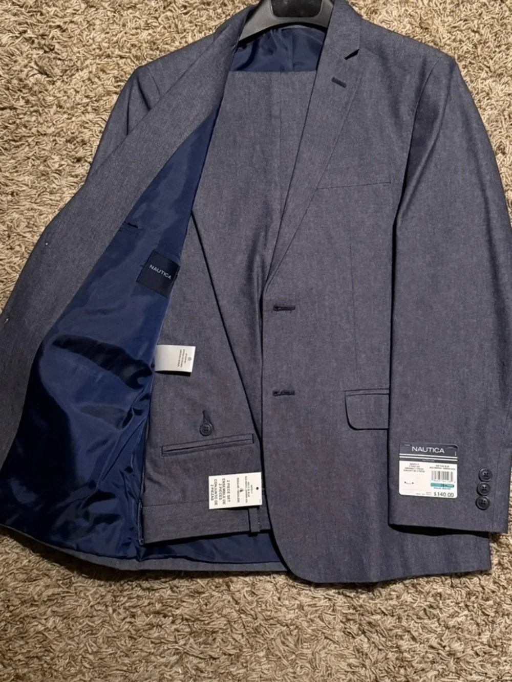 Nautica Boys Blue Suit Set Blazer Pants Formal Wedding NWT Size 16 Teen Suit